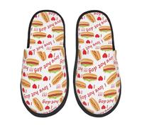 Zapatillas De Estar Impresión De Amante De Los Perritos Calientes Pantuflas Mujer Mulliditas Con Forro De Felpa Algodón Zapatilla, Para Hotel, Viaje, Spa, M