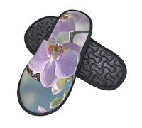 Zapatillas De Estar Orquídea Flower Mariposa Suave Frescura Primavera Pantuflas Mujer Con Forro De Felpa Adulto Algodón Zapatilla, Para Hotel, Viaje, Spa, L