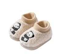 Zapatillas de estar por casa con 23 mocasines anchos de invierno para niños y niñas, para el hogar, para interiores, bonitos mocasines de lana acolchados, zapatillas de algodón para bebé, 35, beige