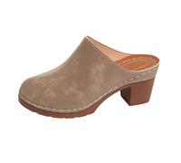 Zapatillas de estar por casa con tacón para mujer, frente cerrado, zapatos de tacón cuadrado, pantuflas de tallas grandes, retro, informales, cómodas, sandalias de trekking, transpirables, sandalias