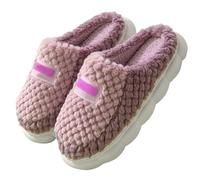 Zapatillas de estar por casa de felpa para mujer, cómodas zapatillas de algodón mullidas para invierno, cálidas, suaves, mullidas, delanteras cerradas, antideslizantes, informales, morado, 36 EU