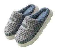 Zapatillas de estar por casa de felpa para mujer, cómodas zapatillas de algodón mullidas para invierno, cálidas, suaves, mullidas, delanteras cerradas, antideslizantes, informales, gris, 39 EU