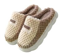 Zapatillas de estar por casa de felpa para mujer, cómodas zapatillas de algodón mullidas para invierno, cálidas, suaves, mullidas, delanteras cerradas, antideslizantes, informales, café, 37 EU