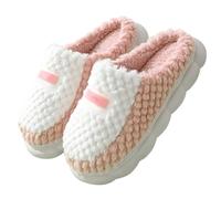 Zapatillas de estar por casa de felpa para mujer, cómodas zapatillas de algodón mullidas para invierno, cálidas, suaves, mullidas, delanteras cerradas, antideslizantes, informales, Rosa., 35 EU