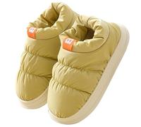 Zapatillas de estar por casa de felpa para mujer, de invierno, de espuma viscoelástica, punta abierta, alivio del dolor, antideslizantes, para interior y exterior, amarillo, 35 EU