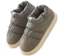Zapatillas de estar por casa de felpa para mujer, de invierno, de espuma viscoelástica, punta abierta, alivio del dolor, antideslizantes, para interior y exterior, gris, 41 EU