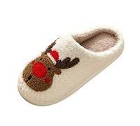Zapatillas de estar por casa de felpa para mujer, sin cordones, para el tiempo libre, de fieltro, de dibujos animados, unisex, elegantes, cómodas, para invierno, rojo, 41 EU