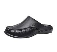 Zapatillas de estar por casa de verano para mujer, con frente cerrada, pantuflas de cuero para mujer, transpirables, antideslizantes, informales, cómodas, resistentes al desgaste, ligeras, Negro , 40