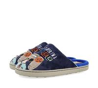 Zapatillas de estar por casa destalonadas azul marino con estampado gamer para niña y niño bryne