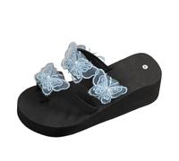 Zapatillas de estar por casa gruesas para mujer, con mariposas, ligeras, planas, de verano, suelas suaves, cómodas, con plataforma, puntera abierta, chanclas para el tiempo libre, festivas y bodas