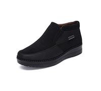 Zapatillas de Estar por casa Hombre Wool Lined Suede Mocasín Forro cálido Invierno(Negro,45 EU,27.5CM De talón a Dedo del pie
