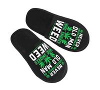 Zapatillas de Estar por Casa Nunca subestimes a un anciano que fuma marihuana. Cómodo Pantuflas Hombre Antideslizante Ligero Slippers Invierno Interior M