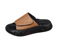 Zapatillas de estar por casa para hombre, de piel, abiertas, para hombre, ajustables, zapatillas de playa, modernas, puntera abierta, transpirables, ligeras, resistentes al desgaste, zapatos de verano