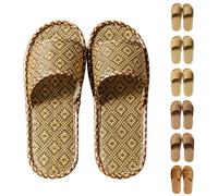 Zapatillas de estar por casa para hombre, lino de verano, sandalias de paja, zapatillas unisex, cómodas pantuflas abiertas, transpirables, zapatos planos ligeros, antideslizantes, informales, zapatos