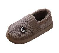 Zapatillas de estar por casa para hombre y mujer, pantuflas mullidas de algodón suave, ligeras, cómodas, cálidas, zapatillas de cabaña, forradas, cerradas, cómodas y suaves, café, 47 EU