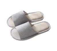 Zapatillas de estar por casa para mujer, algodón, pantuflas de lino, informales, suaves, para interiores, para el hogar, planas, antideslizantes, para invitados, suelas blandas, azul oscuro, 44 EU