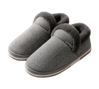 Zapatillas de estar por casa para mujer, cerradas, de felpa, botas de invierno, cálidas, planas, de casa, antideslizantes, de invierno, unisex, para el hogar, de fieltro, tallas 35-40, gris, 35 EU