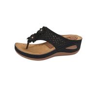 Zapatillas de estar por casa para mujer, cómodas, ortopédicas, ligeras, con puntera abierta, para aliviar el dolor, elegantes y antideslizantes, sandalias cómodas, Negro , 37 EU