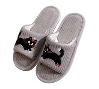 Zapatillas de estar por casa para mujer, con frente abierto, de felpa, cálidas, cómodas, suaves, con bonito diseño de animales, antideslizantes, ligeras, para hombre y mujer, para dormitorio, gris, 38