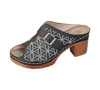 Zapatillas de estar por casa para mujer, con tacón, pantuflas de piel abiertas, tacones abiertos, tacón de bloque, zapatillas, sandalias, hebilla, zapatos informales, transpirables, zapatos de verano