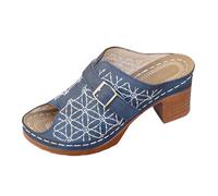 Zapatillas de estar por casa para mujer, con tacón, pantuflas de piel abiertas, tacones abiertos, tacón de bloque, zapatillas, sandalias, hebilla, zapatos informales, transpirables, zapatos de verano