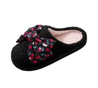 Zapatillas de estar por casa para mujer, de invierno, cálidas y cálidas, de algodón, mocasines, informales, con puntera cerrada, tacón abierto, un pie (cálido para mujer, con lazo de terciopelo