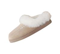 Zapatillas de estar por casa para mujer, de invierno, de fieltro, de felpa, suaves, antideslizantes, para interior y exterior, de fieltro, cerradas, para el tiempo libre, caqui, 36 EU
