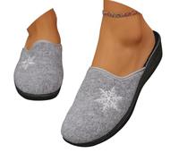 Zapatillas de estar por casa para mujer, diseño de copos de nieve, pantuflas cómodas, chanclas de baño cómodas para interiores y exteriores, sandalias suelas suaves, sandalias informales, gris, 39 EU