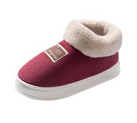 Zapatillas de estar por casa para mujer, forradas, de invierno, de peluche, antideslizantes, para el tiempo libre, gruesas, cálidas, de algodón, de fieltro, Vino, 36 EU
