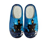 Zapatillas de estar por casa para mujer, hombre, felpa, calabaza, Halloween, dibujos animados, pantuflas para casa, delanteras, cerradas, antideslizantes, unisex, para el hogar, pareja de amor