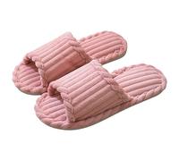 Zapatillas de estar por casa para mujer, hombre, invierno, de felpa, de invierno, mullidas, ligeras, abiertas, cálidas, forradas con piel, transpirables, de felpa, Rosa., 35 EU