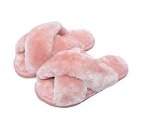 Zapatillas de Estar por Casa para Mujer Niñas Niño Zapatillas de Felpa Caliente Invierno Peludas Peluche Mujer Pantuflas Punta Abierta Slippers Rosa EU 29/30 (Tamaño de la Etiqueta) 30/31