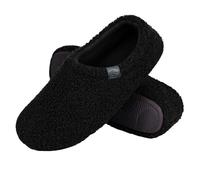 Zapatillas de estar por casa para mujer, pantuflas de felpa mullidas y cerradas, pantuflas de forro polar, pantuflas cálidas para el hogar, invierno, algodón, lino, suela suave, zapatos de casa, Negro
