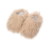 Zapatillas de estar por casa para mujer y hombre, cómodas, cálidas, de invierno, ligeras, abiertas, cálidas, con forro de piel, informales, para interior y exterior, caqui, 35 EU