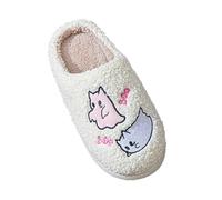 Zapatillas de estar por casa para mujer y hombre, de felpa, cómodas, suelas suaves, de algodón, cálidas, delanteras cerradas, ligeras, alivio del dolor, antideslizantes, exquisitas, Blanco, 37 EU