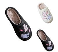 Zapatillas de estar por casa para mujer y hombre, de felpa, cómodas, suelas suaves, de algodón, cálidas, delanteras cerradas, ligeras, alivio del dolor, antideslizantes, exquisitas, 01 negro, 35 EU