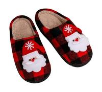 Zapatillas de estar por casa para mujer, zapatillas de invierno y Navidad, zapatillas de algodón unisex, divertidas pantuflas de fieltro, cómodas zapatillas de felpa cálidas, rojo, 42 EU