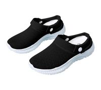 Zapatillas de estar por casa para mujer, zuecos de jardín, sandalias de verano, sandalias de playa, zapatos de salud, transpirables, de malla, antideslizantes, suaves, Negro , 38 EU
