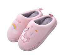 Zapatillas de Estar por casa para Niña Pantuflas Invierno Interior Dormitorio Suave Casa Caliente Zapatos Antideslizantes Peluche de Animales Slippers, Unicornio Rosa, Talla (27/28 EU=28/29 CN)