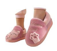 Zapatillas de estar por casa para niñas de invierno, cálidas zapatillas para niños pequeños, suaves, cómodas, lindas y cómodas, diseño de dibujos animados para la escuela, Rosa intenso., 26 EU