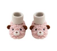 Zapatillas de estar por casa para niñas y jóvenes, de peluche, para interior, para guardería, calcetines de suelo, antideslizantes, para aprender a andar, para niños pequeños, Rosa., 11