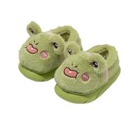 Zapatillas de estar por casa para niños, con talón cerrado, de espuma viscoelástica, ligeras, cómodas, suelas suaves, de algodón, gruesas, cálidas, de fieltro, antideslizantes, verde, 16 EU