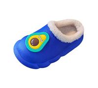 Zapatillas de estar por casa para niños, jóvenes, niñas, dinosaurios, suaves, antideslizantes, ligeras, planas, zapatos de cabaña, cálidos, con felpa, zapatos descalzos, azul, 28 EU