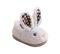 Zapatillas de estar por casa para niños, mullidas, suela de goma antideslizante, zapatos de invierno, para guardería, hogar, cálidos, zapatos de forro polar para niñas y niños, gris, 32 EU