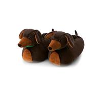 Zapatillas de estar por casa Perro salchicha, 40-43 (L), marrón, cálidas, de pelo, para niños y personas adultas, con diseño de animal y suela antideslizante, 62361