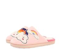 Zapatillas de estar por casa rosa con detalle de nubes y arcoíris para niña y niño kidder