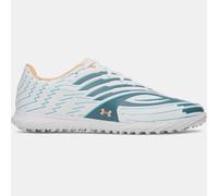 Zapatillas de fútbol Under Armour Mach 1 Select Turf unisex Blanco / Boundless Azul / Naranja Bloc 42