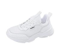 Zapatillas de gimnasio para mujer, para ocio, viajes, suela suave, cómodas, para correr, al aire libre, de malla, a la moda, transpirables, para deportes, White, 38 EU