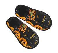 Zapatillas de Halloween Calabaza Trick Oro Treat K para mujeres y hombres, zapatillas cálidas y esponjosas para mujer, zapatillas de hogar, zapatillas de dormitorio, zapatillas esponjosas