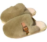Zapatillas De Interior De Otoño E Invierno Cómodas Y Cálidas Mullidas Retro Para Mujer Zapatillas De Casa De Felpa Versátiles Informales De Moda (Verde,38-39)